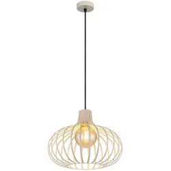 Hängeleuchte cremefarben Pendelleuchte sandfarben Hängelampe Retro Metallstäbe, E27 Fassung, DxH 40x150 cm