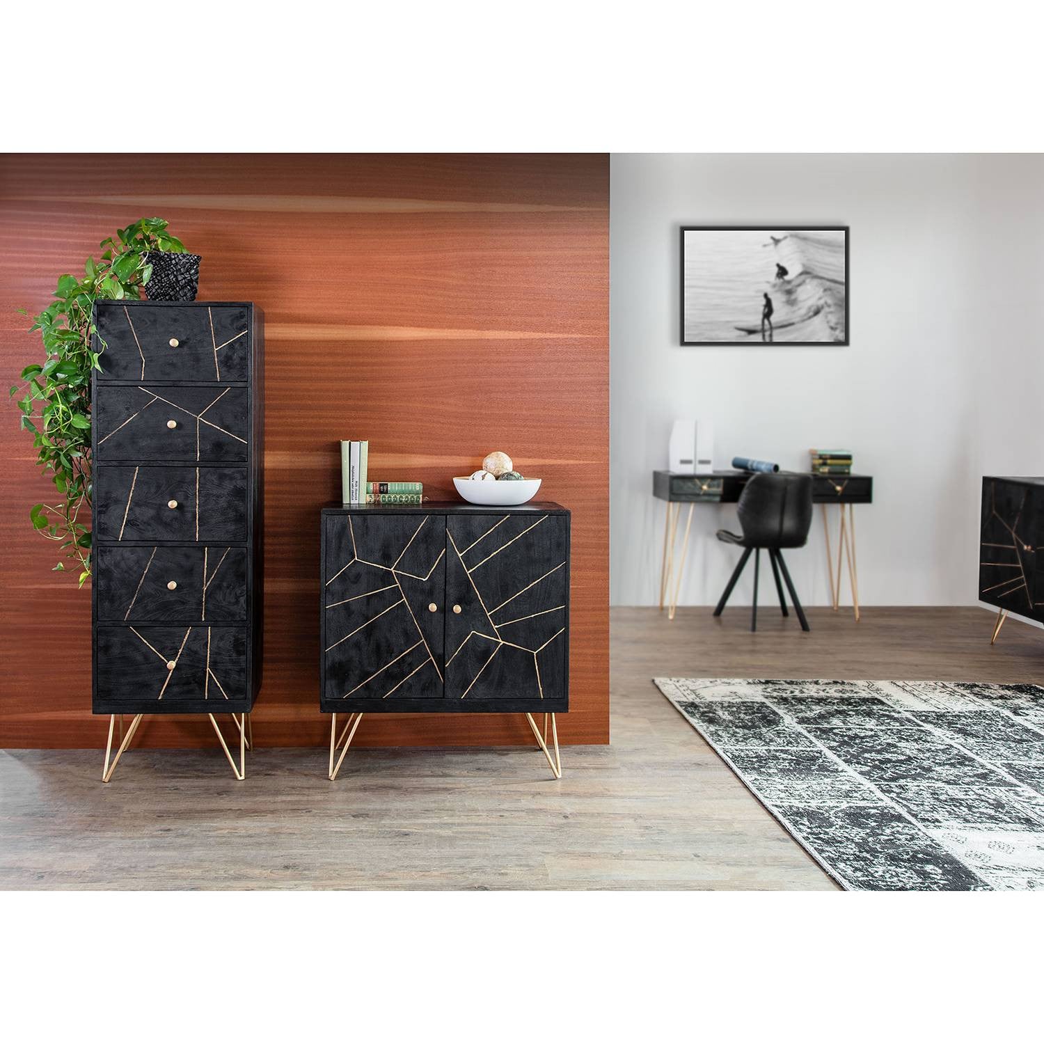 home24 Kast II zwart B: 80 cm, H: 87 cm, D: 43 cm