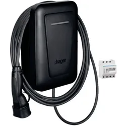 Hager, Elektroauto Ladestation, Ladestation witty plus Ladekabel 22kW 6,5m MID OCPP inklusive flow EMC (Typ 2, 32 A, 22 kW)
