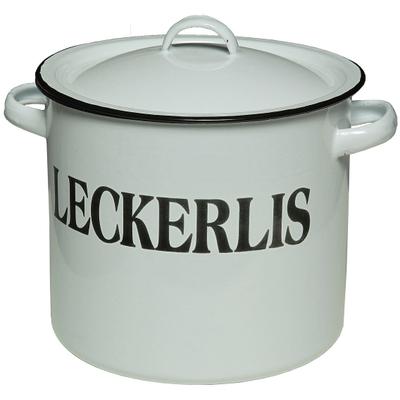 Dose AMBIENTE HAUS "Vorratsbehälter Leckerli aus Emaille", weiß, B:27cm H:22cm T:21cm, Emaille, Aufbewahrungsboxen, Vorratsdose