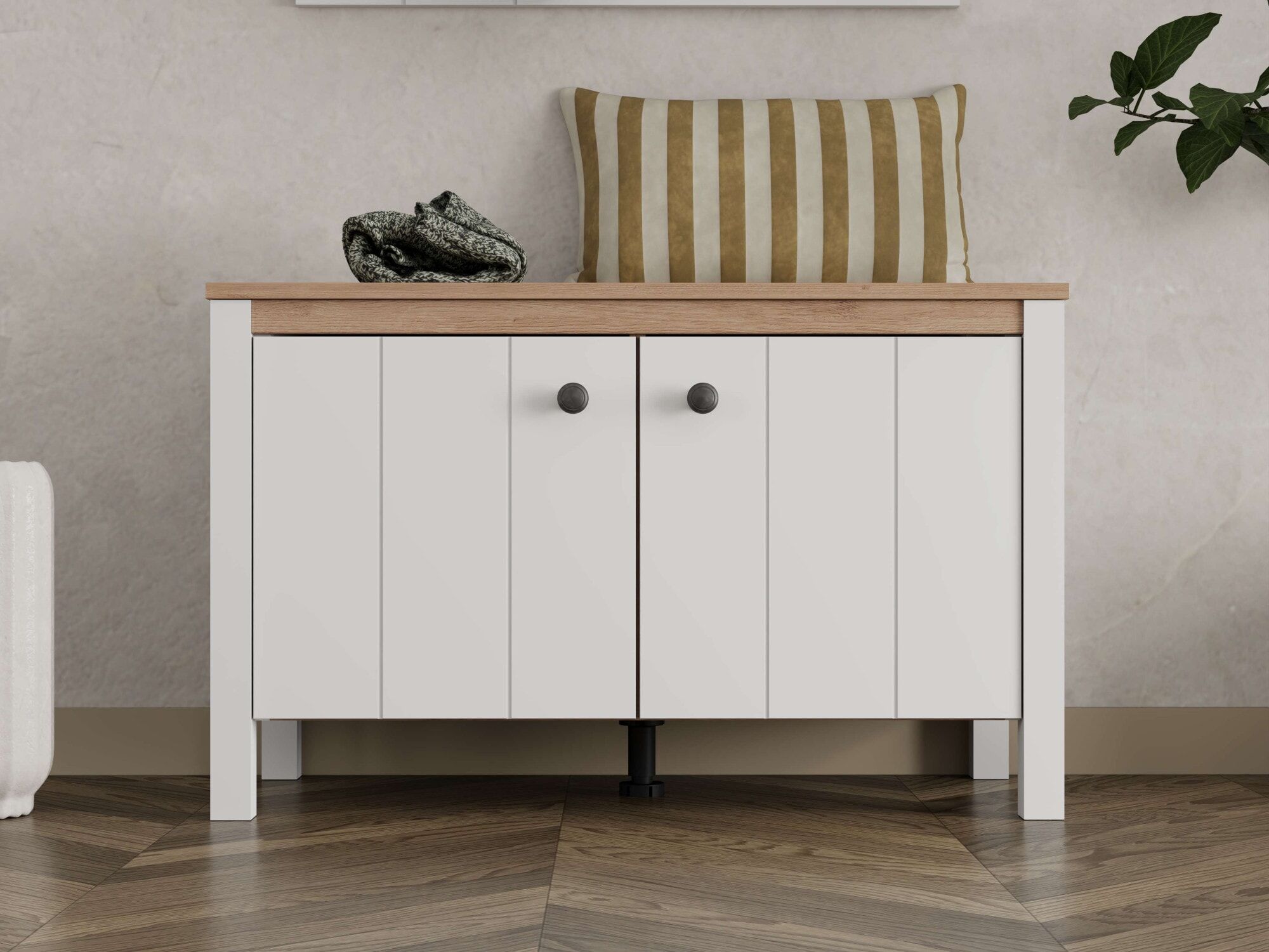 Schuhbank HOME AFFAIRE "Bedford, Schuhschrank, Schuhregal, Schuhtruhe, Schuhkommode, Sitzbank", weiss (opaque weiß, opaque weiß), B:85,5cm H:53,5cm T:40cm, Holzwerkstoff, MDF, Sitzbänke, Schuhbank, mit zwei Türen (dahinter zwei Fächer) opaque weiß, opaque