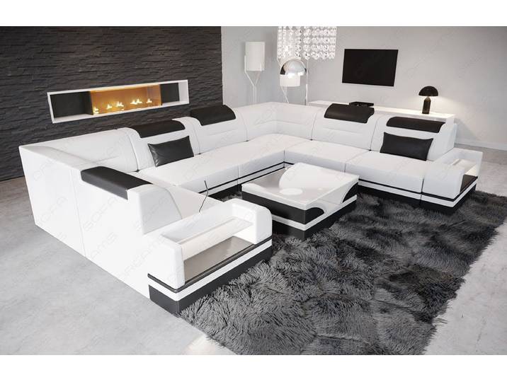 Sofa Dreams Wohnlandschaft Leder Designer Sofa Trivento U Form Ledersofa, Couch wahlweise mit Bettfunktion