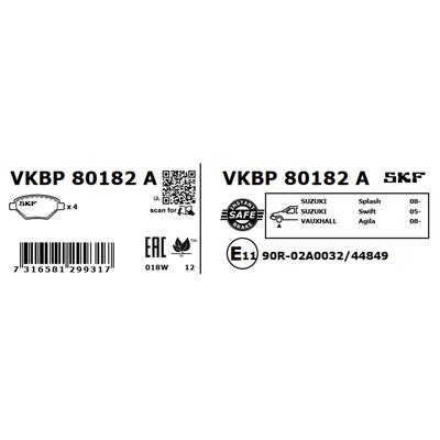 SKF Bremsbelagsatz, Scheibenbremse VKBP 80182 A für NISSAN DACIA