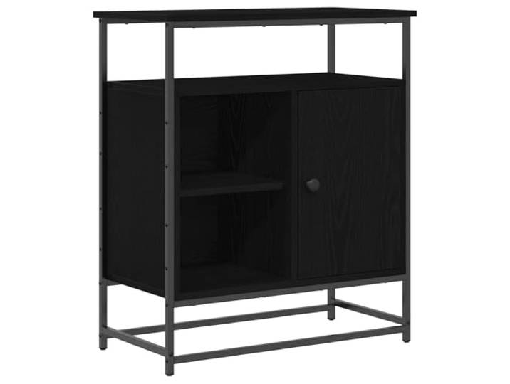 GFMGUEMV Sideboard Schwarz Eichen-Optik Holzwerkstoff 69x35x80 cm Schwarz, Eichen-Optik, Holzwerkstoff, 69x35x80 cm, Türen, Regale, Esszimmer, Wohnzimmer