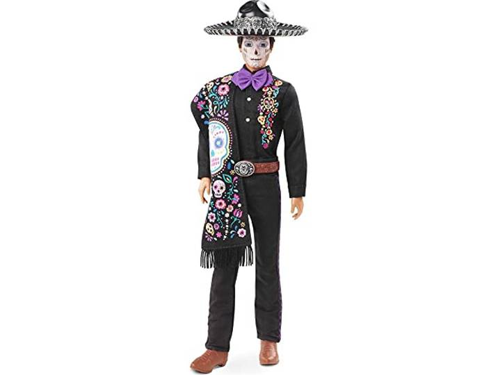 Barbie GXL26 - Barbie Signature 2021 Dia De Muertos Ken Puppe (30 cm) mit besticktem Hemd, Serape & Sombrero, Calavera-Gesichtsbemalung, Geschenk für Sammler