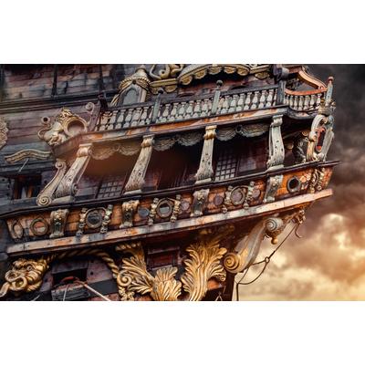 Fototapete PAPERMOON "PIRATENSCHIFF-SEGELSCHIFF PIRATEN SCHIFF SCHIFFE PIRAT", bunt, B:4,5m L:2,8m, Vlies, Tapeten