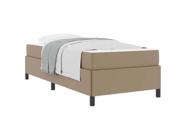 KKgypkn Bettrahmen mit Matratze 100x200 cm, Bettgestell Cappuccino Stoff mit Taschenfederkernmatratze und Lattenrost, modernes Design in Weiß und Schwarz, stabile Holzwerkstoffe