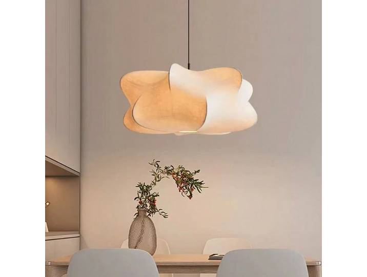 Wabi Sabi salon plafonnier boutique Bar salon lampes suspendues lustre suspendu en soie décorations pour la maison Lustre E27 (sans ampoule))