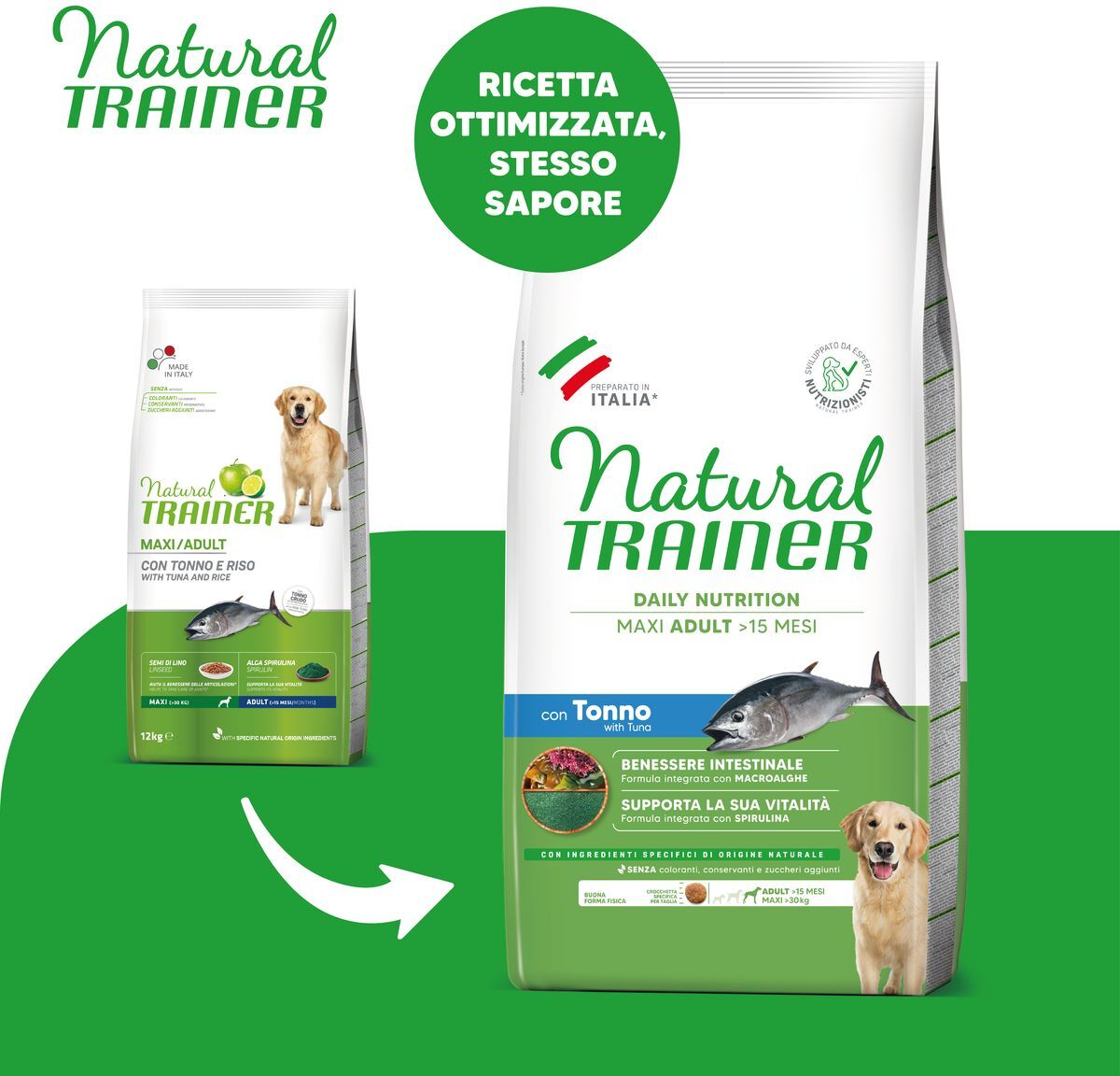 Natural Trainer Adult Maxi Tonno e Riso 12KG