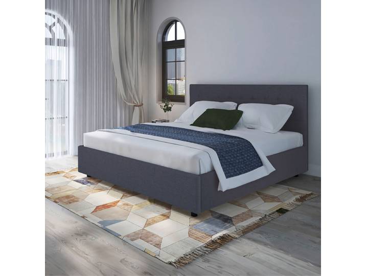 Polsterbett Valven 180 x 200cm Leinen Grau