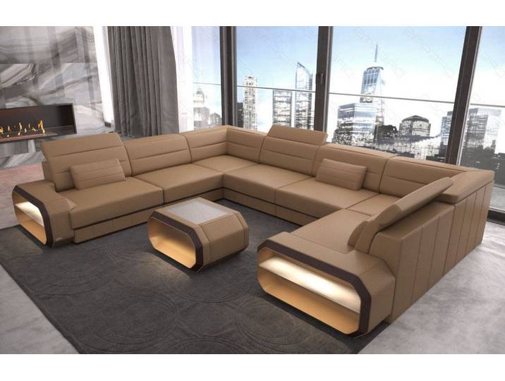 Mini Couch Verona U-Form in Leder