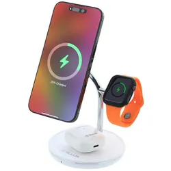 Tellur 3in1 MagSafe Wireless Desk Charger (22.50 W), Wireless Charger, Weiss