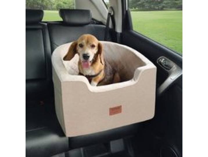 VEVOR Hundeautositz Hundesitzerhöhung fürs Auto mit Aufbewahrungstasche, ansteckbarer Sicherheitsleine und Schwammfüllung, Hundeautobett für kleine und mittelgroße Hunde bis 25 kg, braun