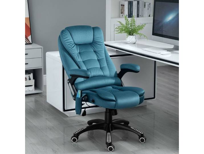 Fauteuil de bureau massant gaming bleu chaise de direction confortable