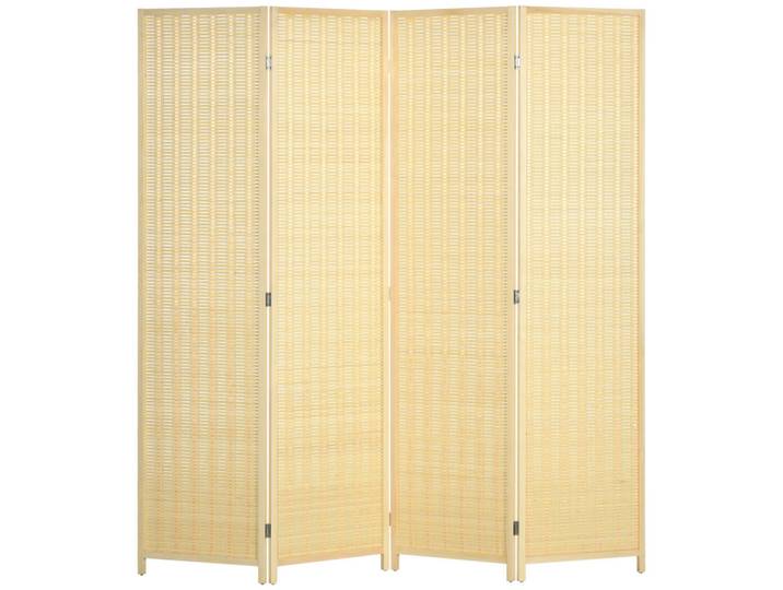 Homcom 4-Teiliger Raumteiler, 180 x 180 cm Trennwand aus Bambus und Baumwolle, Naturfarben, Holzwerkstoff, 1.7x180x1.7 cm, Wohnzimmer, Raumteiler, Paravents