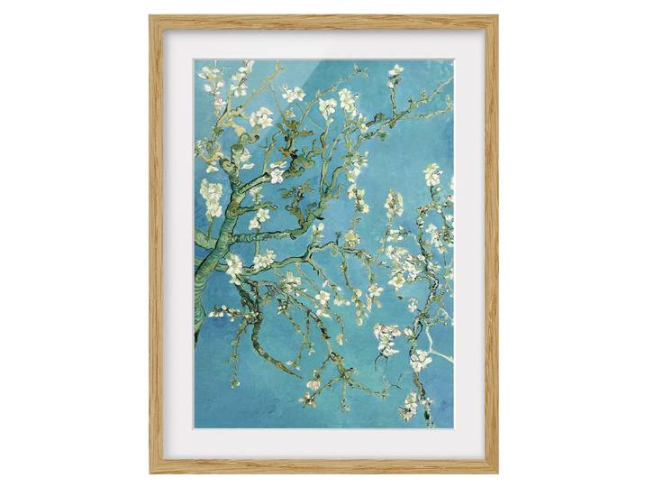 Impression d’art fleurs d’amandier IV Chêne massif naturel 40 x 55cm