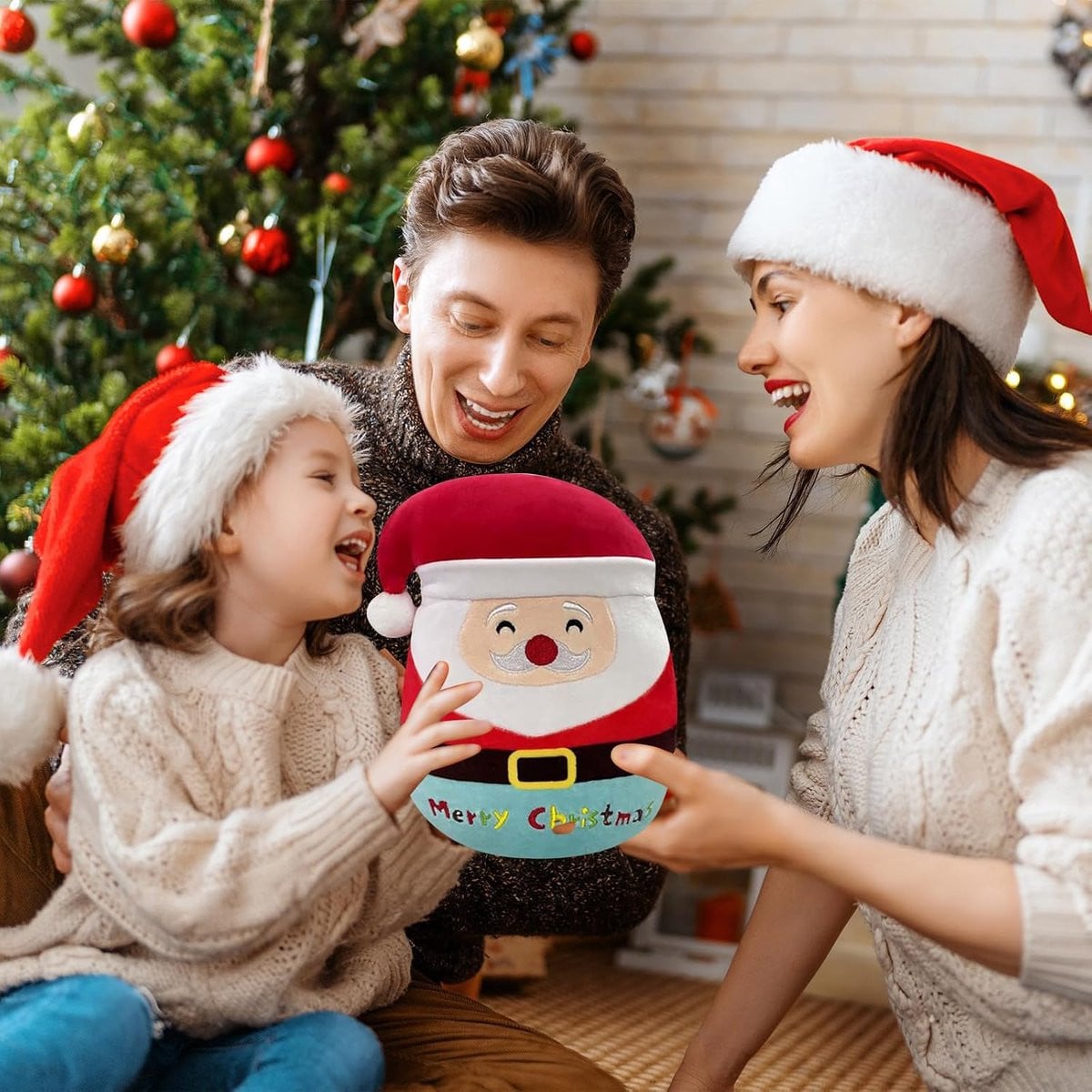 Pluche kerstman knuffel, 30 cm