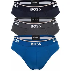 BOSS Herren Slips, 3er Pack - Briefs 3P Power, Cotton Stretch, Logo, einfarbig Blau / M