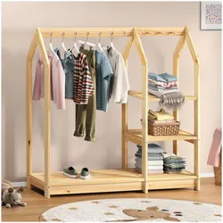 Idimex, Kindergarderobe, Kinder Kleiderständer SALLY - Natur/Weiss (120 x 42 x 118 cm)
