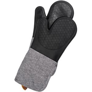Wenko Ofenhandschuh Ada Topfhandschuhe, 55041100, schwarz, bis 220°C hitzebeständig, Baumwolle, rutschfest, 2 Stück