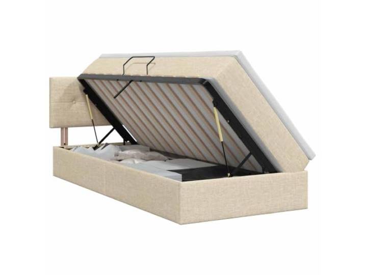 KTHLBRH Bett mit Stauraum und Matratze creme 90 x 200 cm Samt Lattenrost, hydraulisches Heben, mehrschichtiger Holzrahmen, Polyester-Kopfteil, Metallgestell, Matratze
