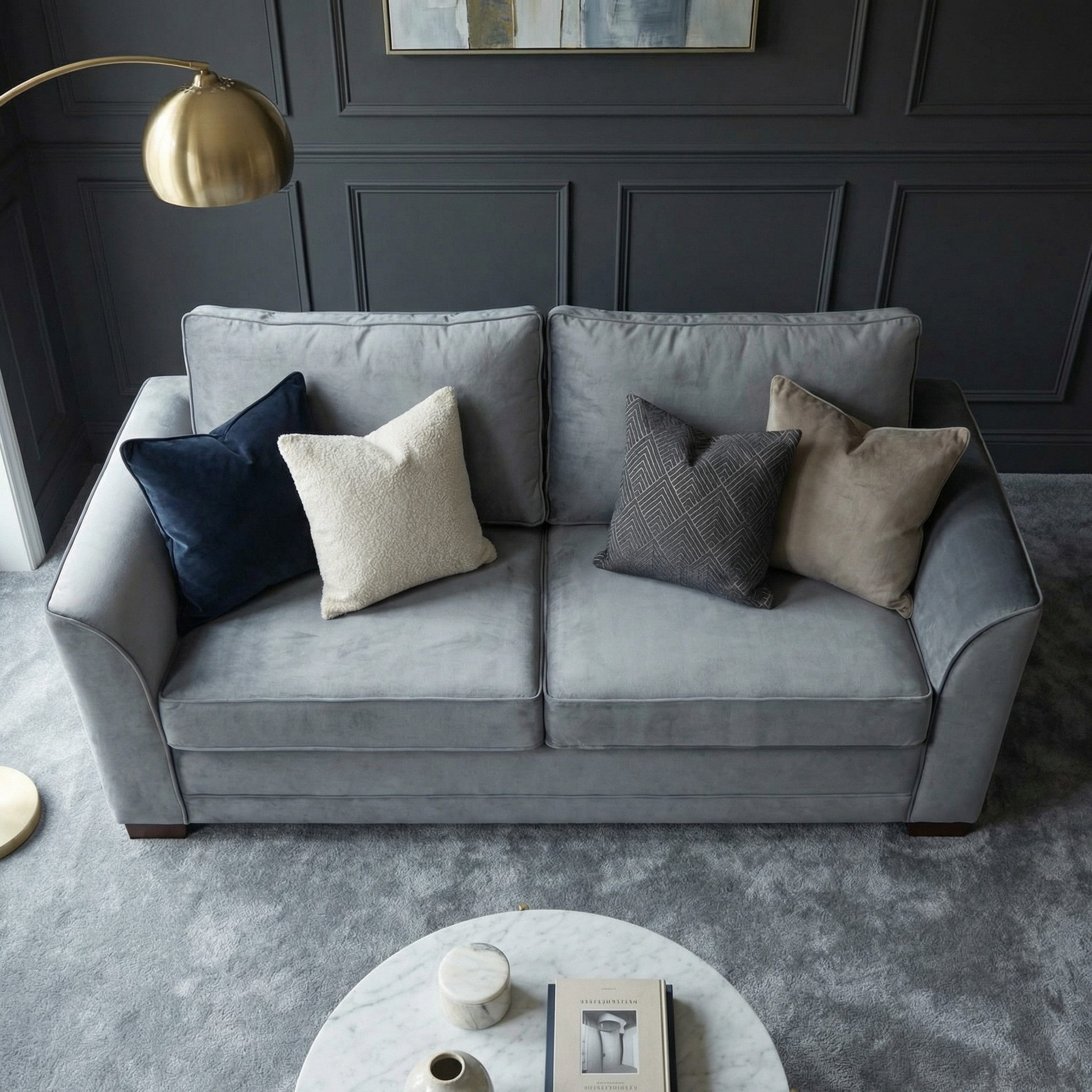Sofa Style Ardley 3 Seat Velvet Sofa Bed in Steel Grey