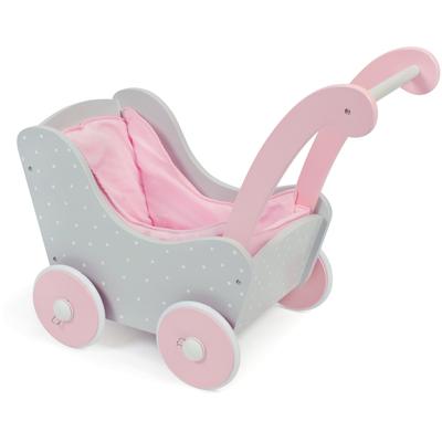 Puppenwagen CHIC2000 "aus Holz", grau (puntos grau), Puppenwagen, KinderB:31cm H:45cm T:55cm, Mitteldichte Faserplatte (MDF), aus Holz, B:31cm H:45cm T:55cm