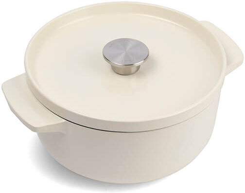 KitchenAid Cast Iron Almond Cream Non-Stick 22cm Casserole Dish with Lid