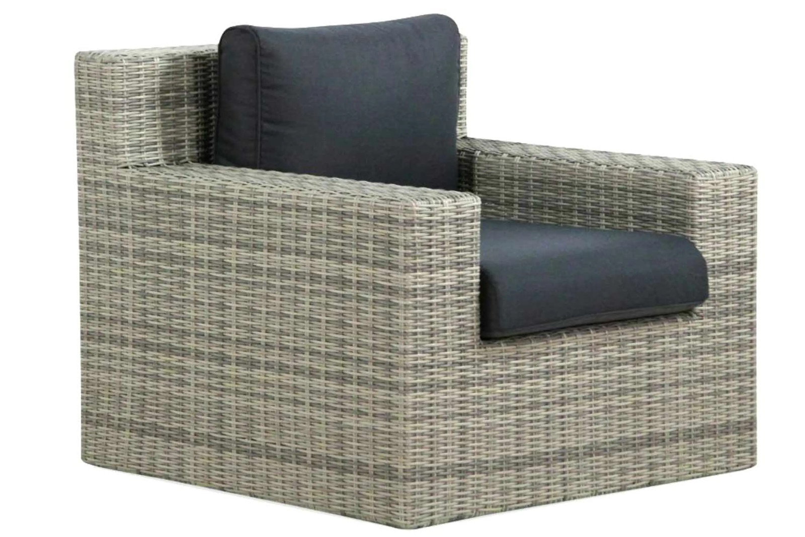 Garden Collections Amico lounge tuinstoel met armleunnen in grijs rattan en aluminium