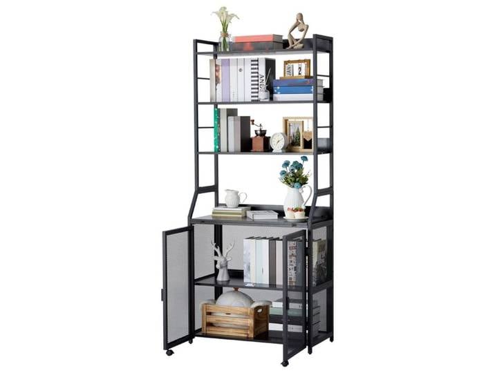 Bureau Bibliothèque 2 en 1 Industriel Rangement Intégré Gain de Place Petit Espace Télétravail Étagère Bureau Noir 80x50x180cm