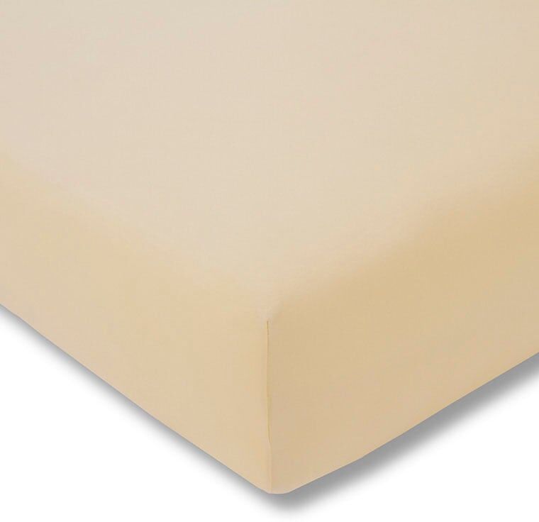 Bettlaken ESTELLA "Zwirnjersey", beige (natur), B:100cm L:200cm, Jersey-Elasthan, Obermaterial: 97% Baumwolle, 3% Elasthan, Bettlaken, Bettlaken, langlebig, temperaturausgleichend, Bettlaken, Spannbetttuch