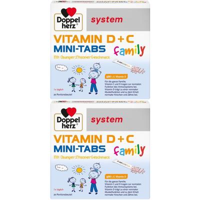 Doppelherz Vitamin D+C Mini-Tabs family system 2x 2x20 St Pellets
