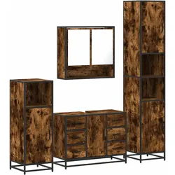 vidaXL 4-tlg. Badmöbel-Set Räuchereiche Holzwerkstoff 33x80x60cm