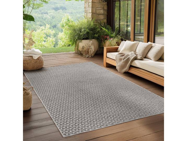 Outdoorteppich AYYILDIZ TEPPICHE IBIZA 1903 , grau, B:120cm H:5mm L:170cm, Polypropylen, Teppiche, Outdoorteppich, In und Outdoor, Läufer, Wohnzimmer, Küche, Flur oder Wintergarten