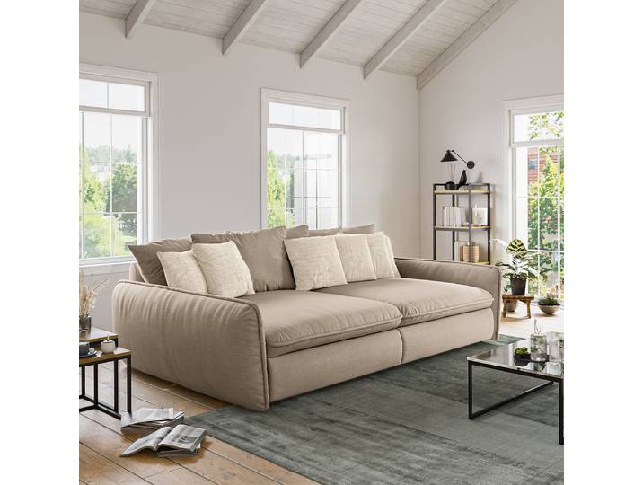 Bigsofa Hayim Beige Flachgewebe Cailin 234 x 77 x 131cm Modern