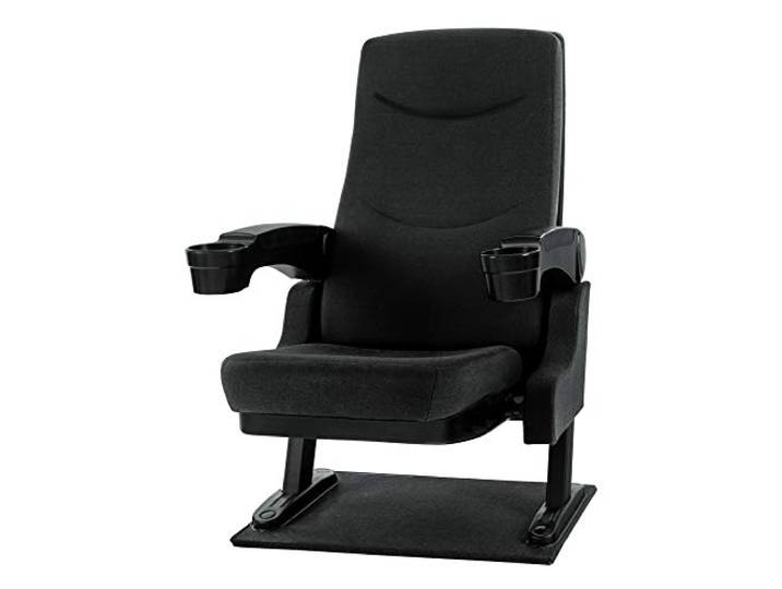 Stagecaptain CS-600BK Movieking Kinosessel (Relaxsessel, klappbarer Sitz, 2 x Armlehne mit Getränkehalter, Bodenplatte) schwarz