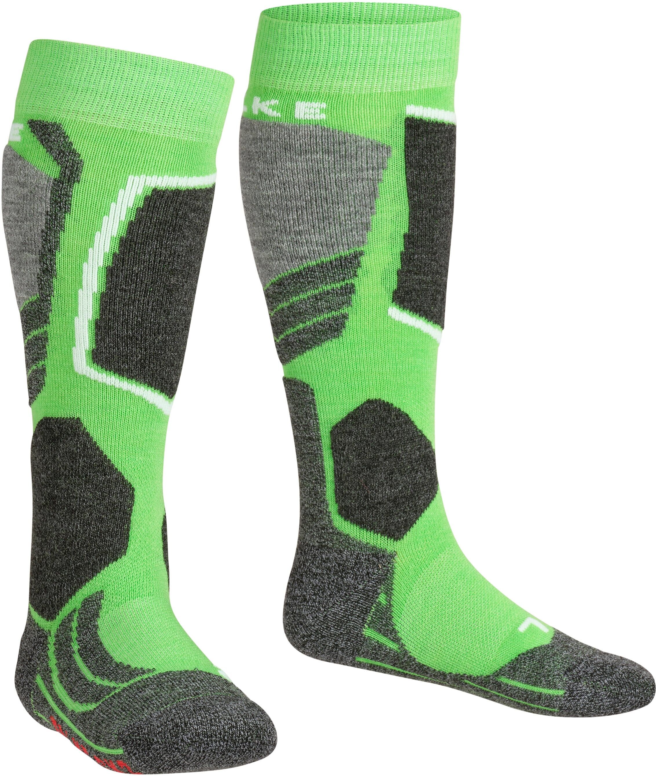 Kniestrümpfe FALKE "SK2 Intermediate", Kinder, Gr. 23-26, grün (vivid grün (7231)), Obermaterial: 45% Polypropylen PP. 20% Polyacryl PAN. 20% Wolle WO. 15% Polyamid PA., Socken Kniestrümpfe