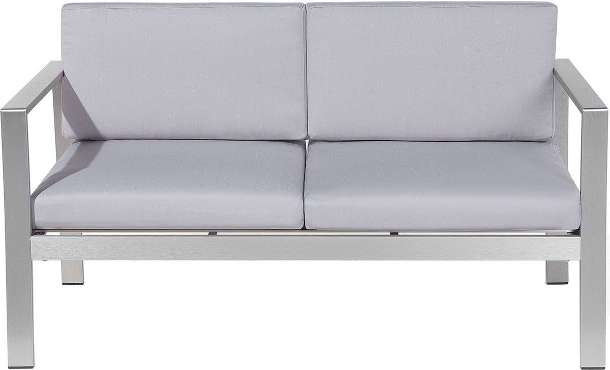 Salerno Moderne 2-zits tuinbank met aluminium frame en lichtgrijze kussens