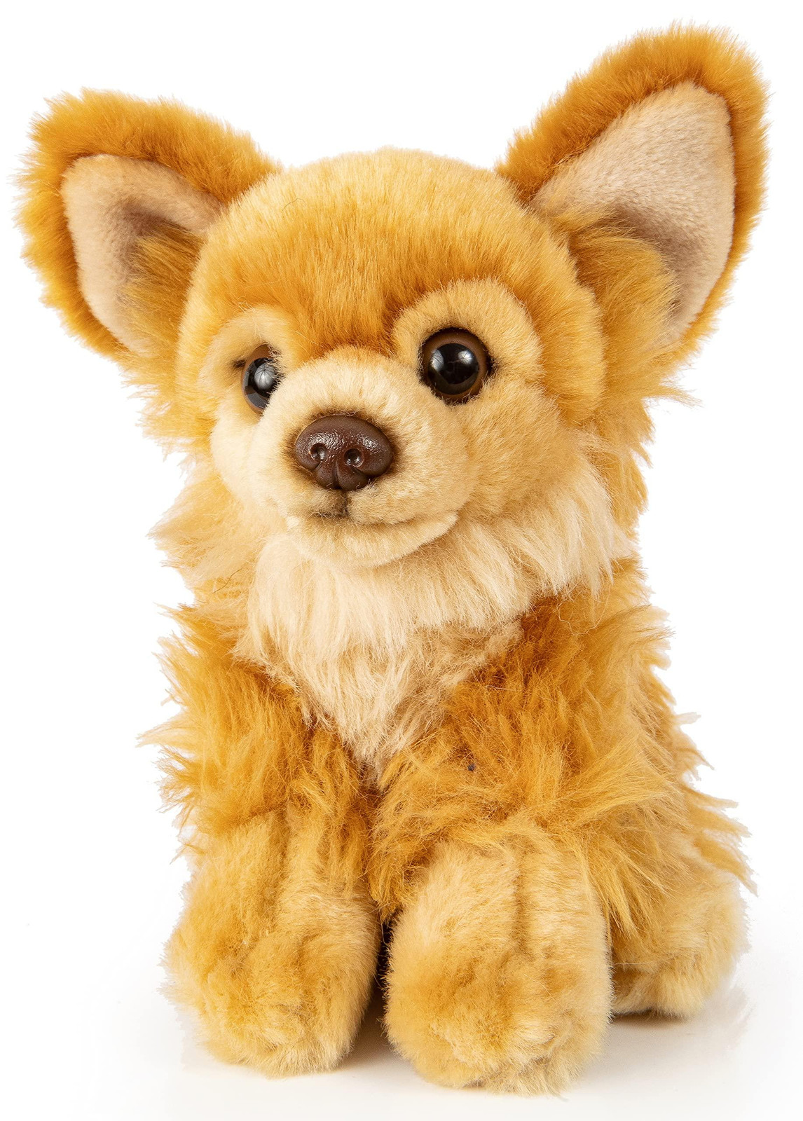 Uni-Toys Chihuahua pluchen knuffel, bruin, zittend, 18 cm lang