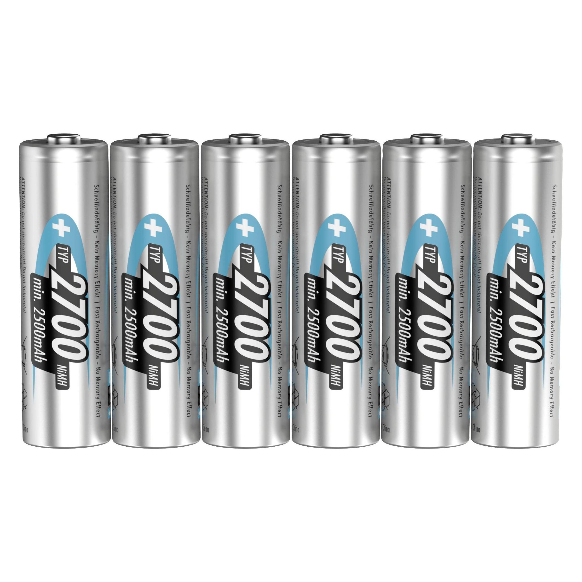 Ansmann Mignon (AA)-Akku NiMH HR06 (6 Stk., AA, 2700 mAh) (1322-0006-510)