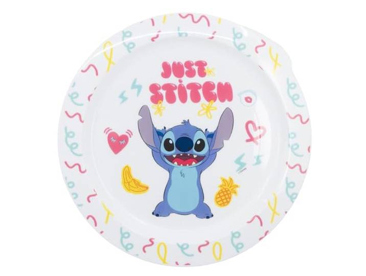 Stor Assiette à dîner originale Disney Stitch en plastique alimentaire résistant au micro-ondes\, réutilisable et facile à nettoyer pour enfants