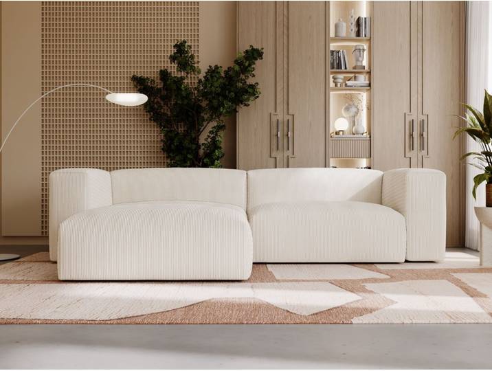 Ecksofa L-Form Links Moderne Cord Ecksofa Landi Beige
