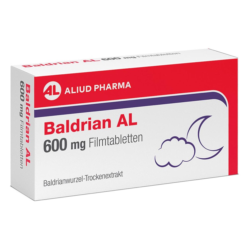 ALIUD Pharma GmbH Baldrian AL 600 mg Filmtabletten bei leichter Nervosität und Sch 19645923