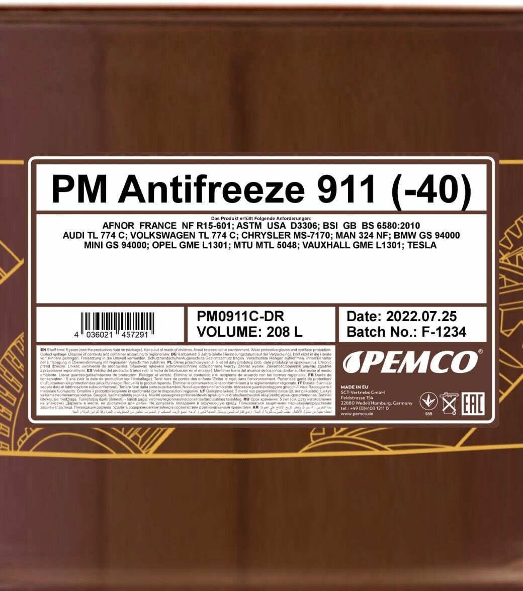 PEMCO PM0911C-DR Kühlmittel
