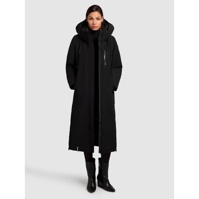 Wintermantel KHUJO "LOFI2", Damen, Gr. S, schwarz, 100% Polyester, unifarben, regular fit wadenlang, eingesetzt elastischer Bund, Mäntel Wintermantel