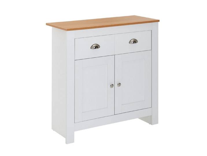 furnicato Sideboard Kommode mit Türfach 79x81x34,5 cm Weiß-Eiche (1 St), Kratzfeste Sideboard-Kommode mit Türfach und Anti-Rutsch-Noppen