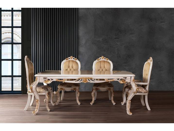 Xlmoebel Essgruppe Esstisch Set mit 4 Holzstühlen, 5-teilig, (Essgruppe, 5-tlg., 5-teilig), Made in Europa