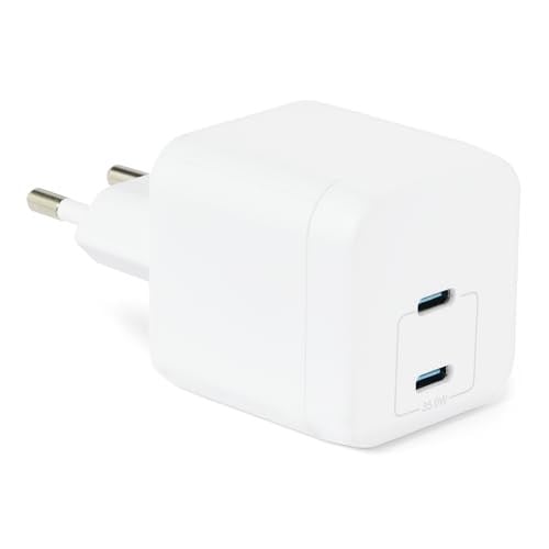 Amazon Basics 35W Nano GaN USB-C wandlader met 2 poorten, wit