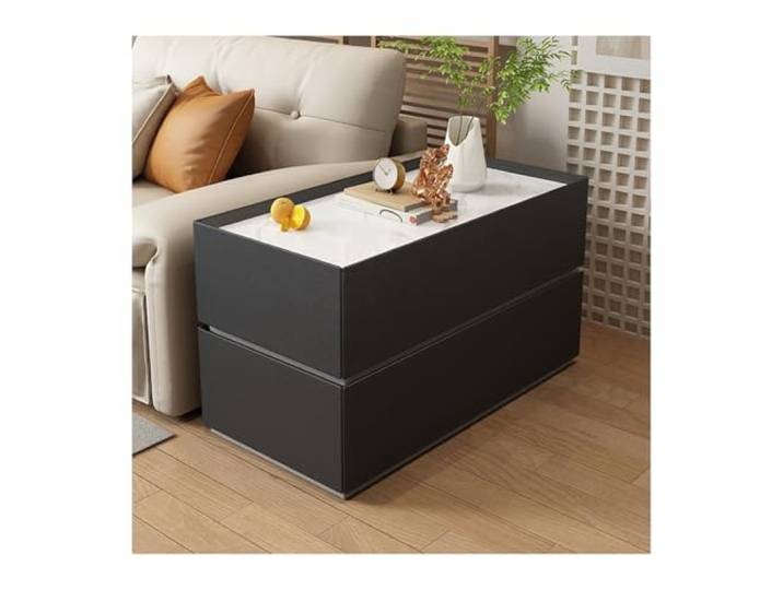 Ecklager Sofa-Beistelltisch aus Holz, Eck-Aufbewahrungs-Sideboard Einfacher Wohnzimmer-Nachttisch for den Haushalt(Schwarz,80x30x60cm)