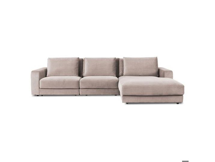 Canapé angle droit Venezia en velours beige - 5 places